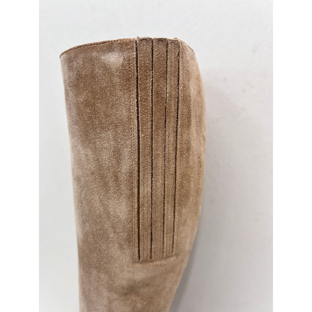 Christian Louboutin Knee High Boots Womens 37 Tan Fair Suede Stiletto Red Sole - Picture 4 of 11